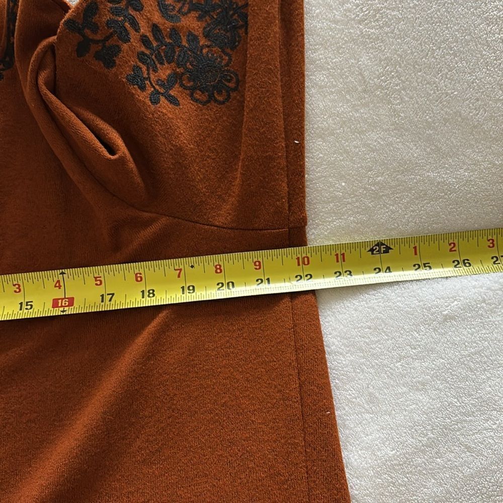rust Tunic sweater Shirt Embroidered Black Bell Sleeves‎ XXL NWT Rod’s Western - Picture 8 of 9